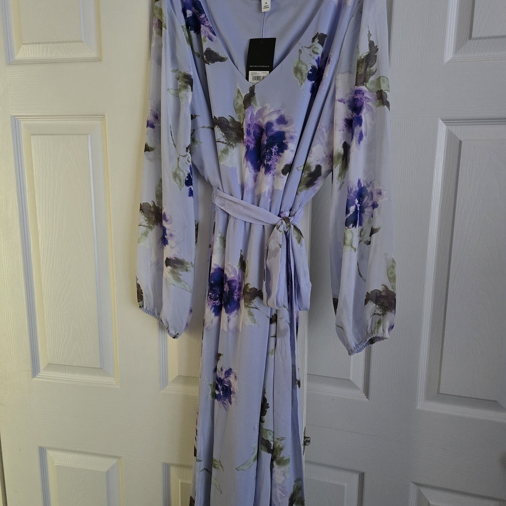 Floral Long Sleeve Wrap Dress